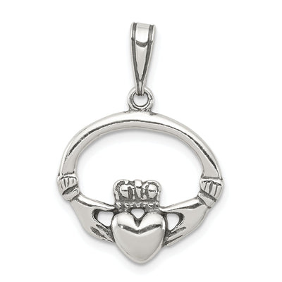 Silver Polished Antiqued C.Z Claddagh Charm at $ 11.57 only from Jewelryshopping.com