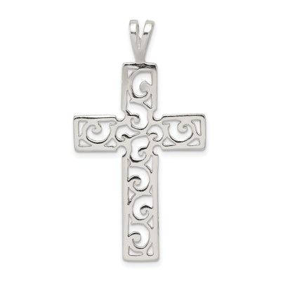 Silver Swirl Design Latin Cross Pendant