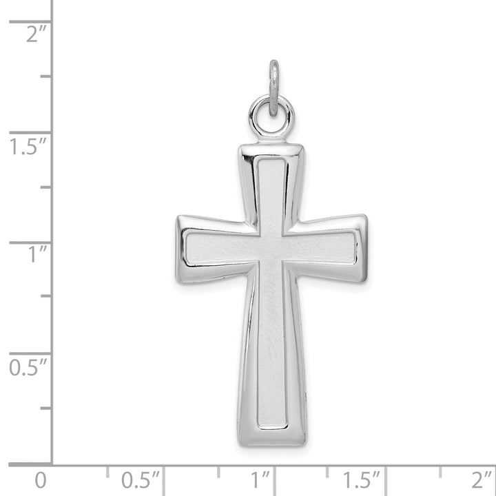 Silver Polished Satin Finish Cross Pendant