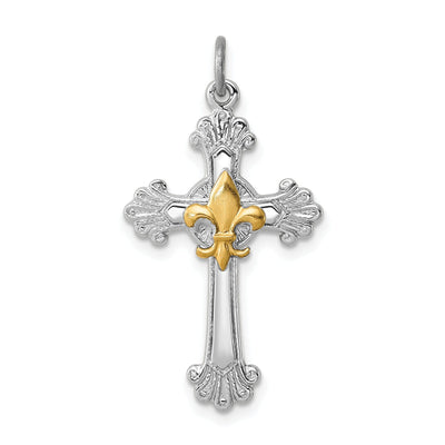 Sterling Silver Cross Fleur de lis Pendant at $ 37.23 only from Jewelryshopping.com