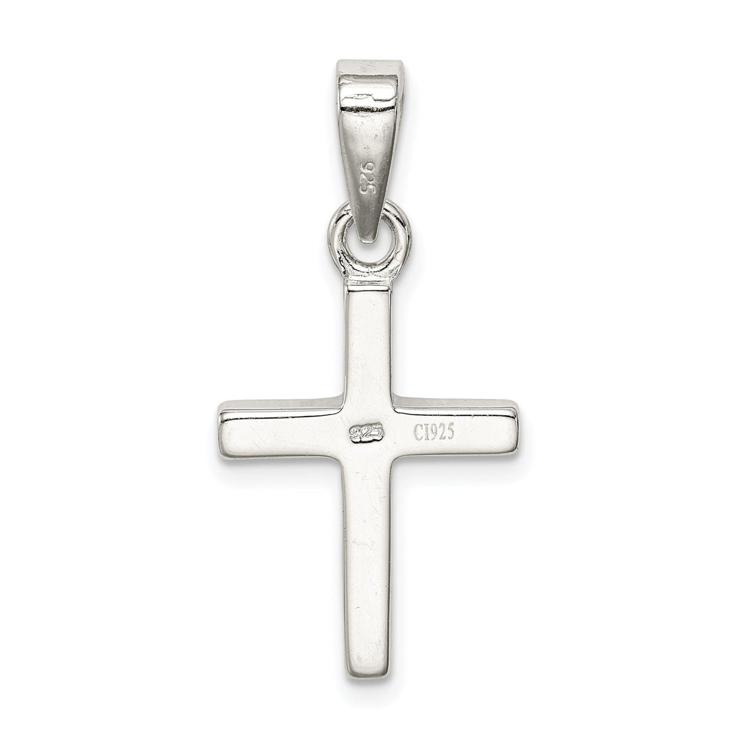 Silver Inlay Created Opal Latin Cross Pendant