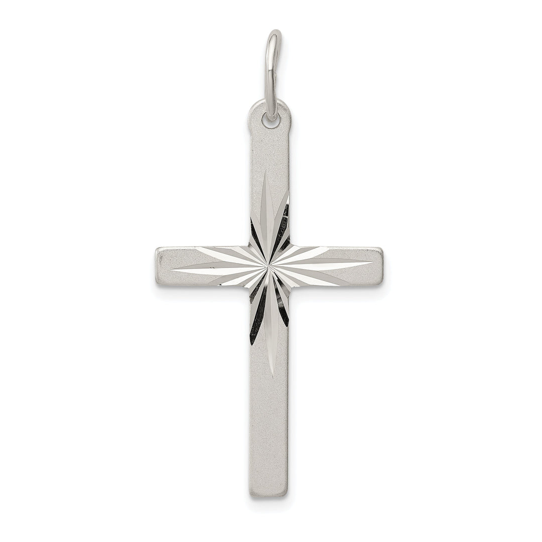 Silver Polished Satin D.C Latin Cross Pendant