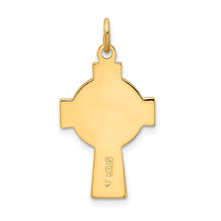 Silver Polished Gold Epoxy Irish Cross Pendant