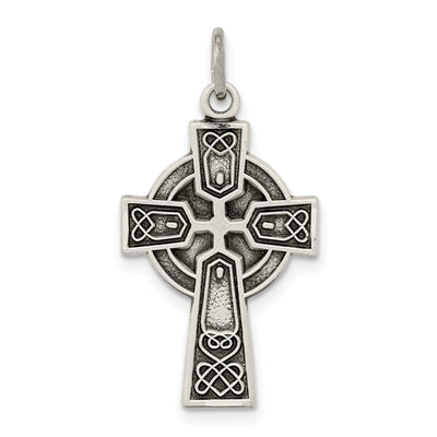 Silver Antiqued Satin Celtic Cross Pendant