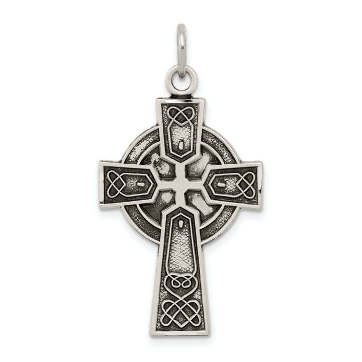 Silver Antique Satin Finish Irish Cross Pendant