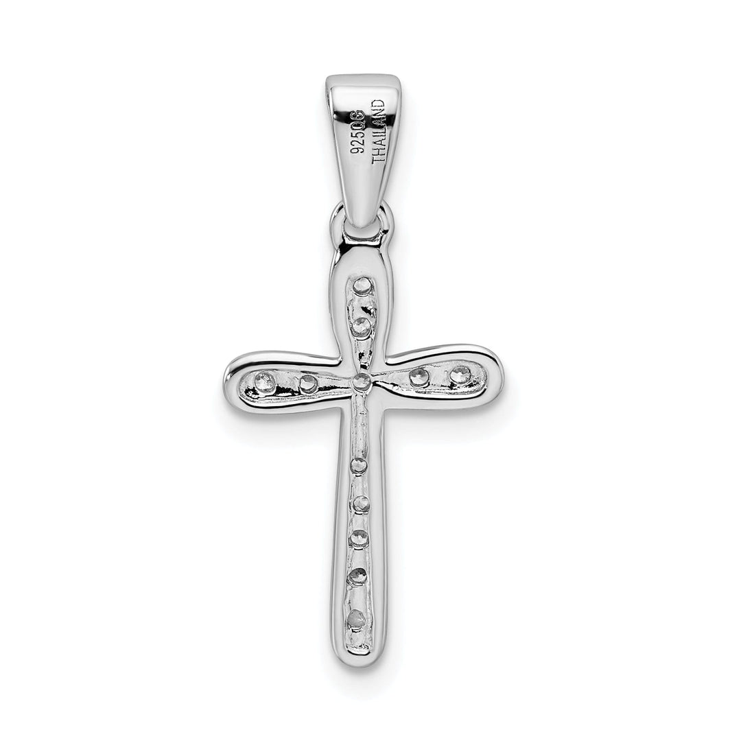 Sterling Silver Polish Finish C.Z Cross Pendant