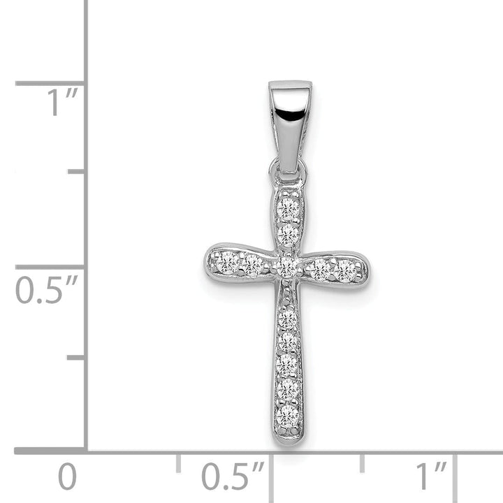 Sterling Silver Polish Finish C.Z Cross Pendant