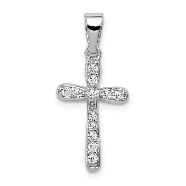 Sterling Silver Polish Finish C.Z Cross Pendant