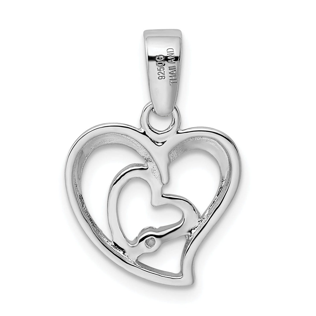 Sterling Silver CZ Double Heart Pendant