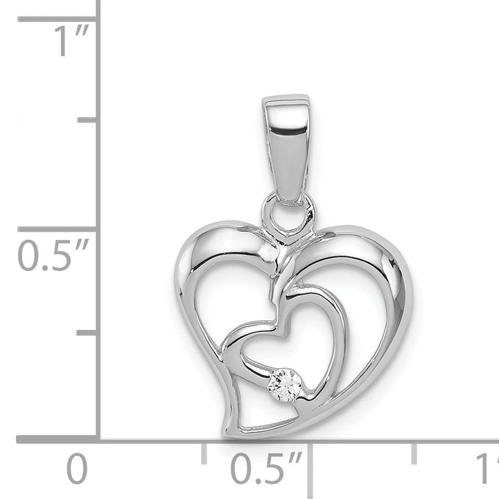 Sterling Silver CZ Double Heart Pendant