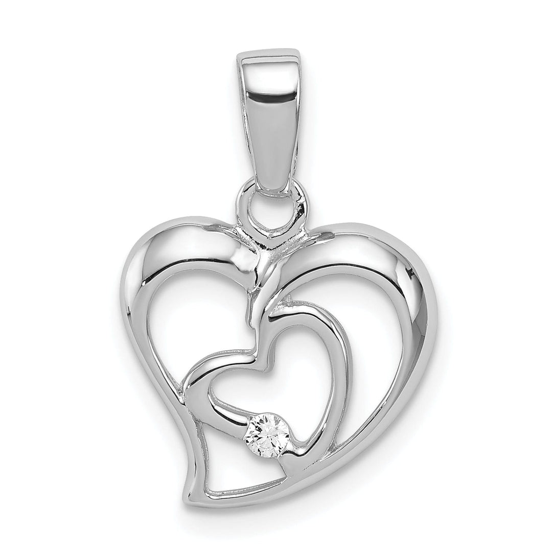 Sterling Silver CZ Double Heart Pendant