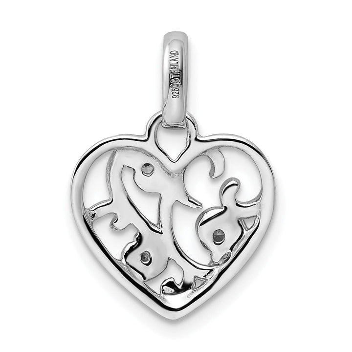 Sterling Silver Polished CZ Open Heart Pendant