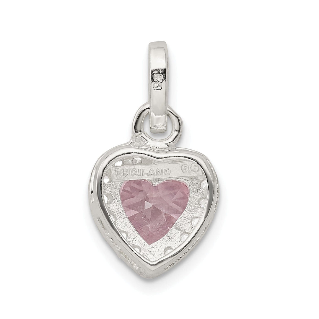 Sterling Silver Polished Pink CZ Heart Pendant