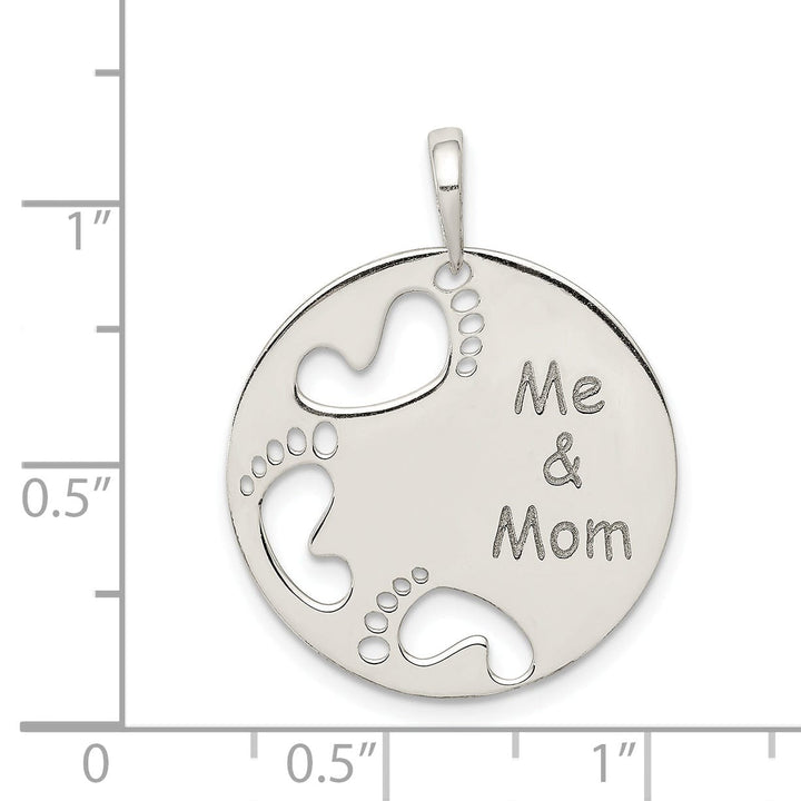 Sterling Silver Polished Me & Mom Pendant