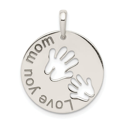 Sterling Silver Polished Love You Mom Pendant