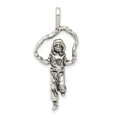 Silver Polished Antiqued Jump Rope Charm