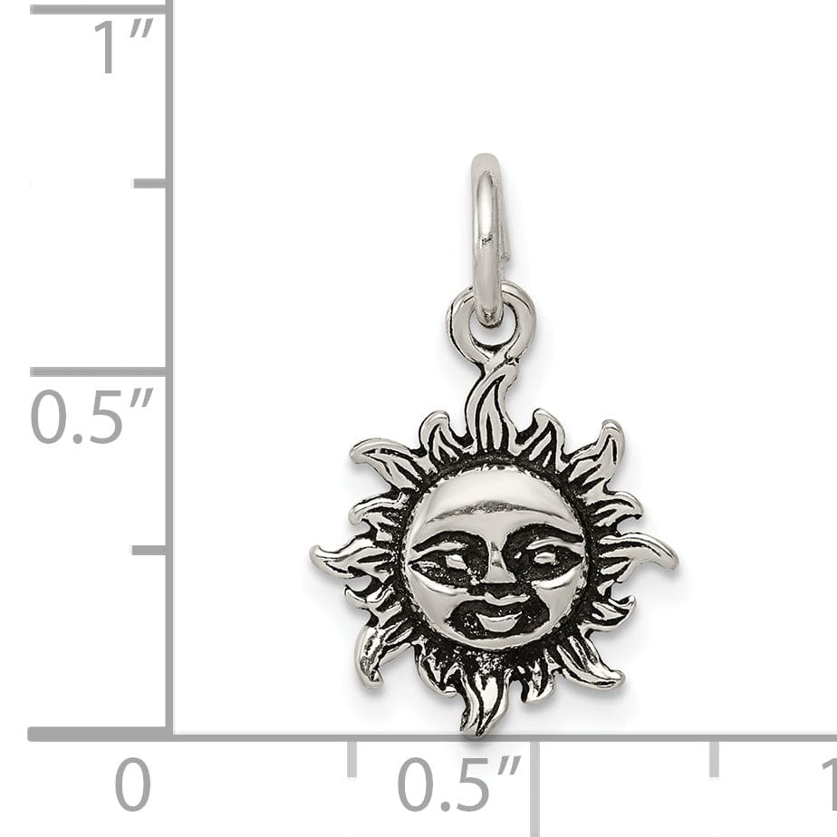 Solid Sterling Silver Antiqued Finish Sun Charm