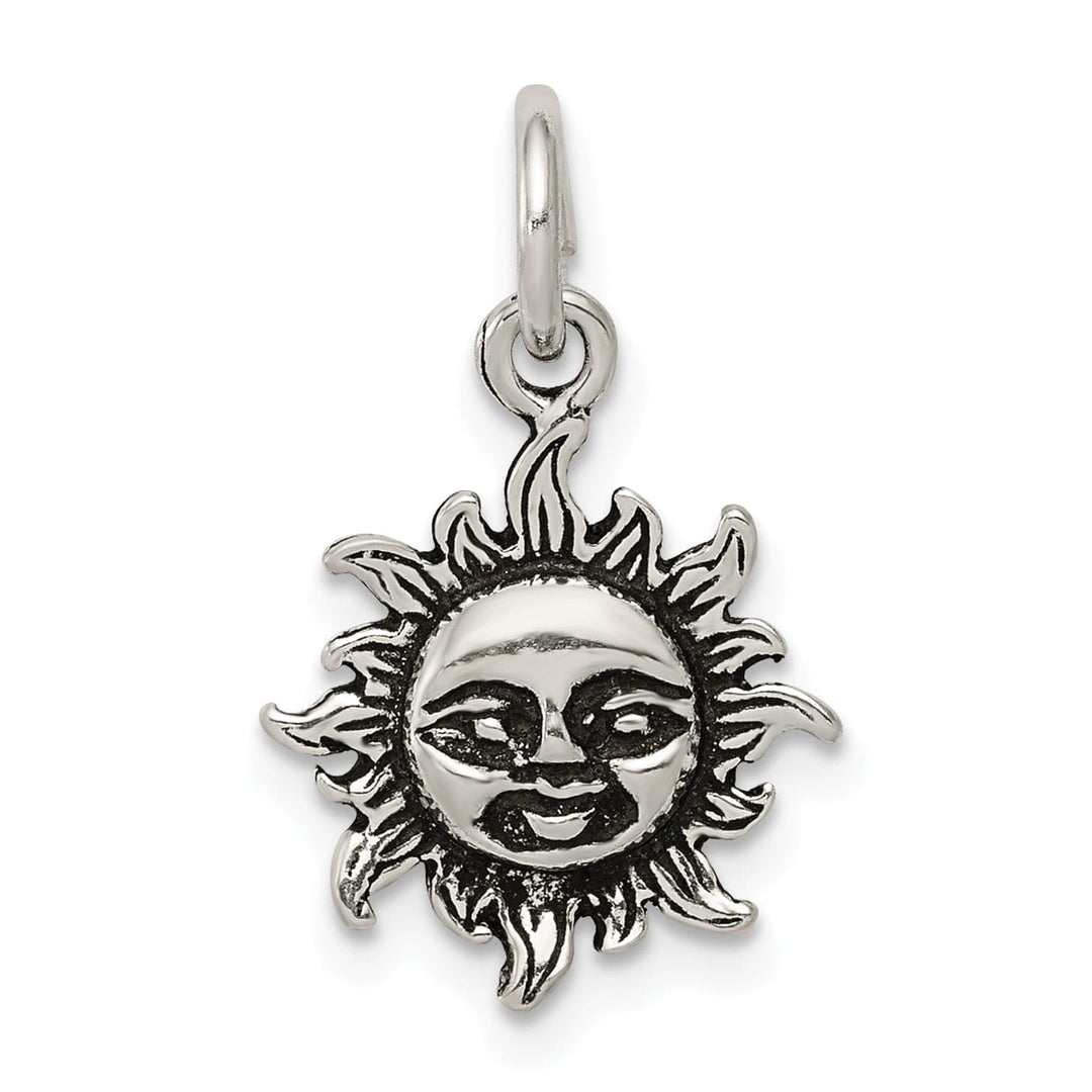 Solid Sterling Silver Antiqued Finish Sun Charm