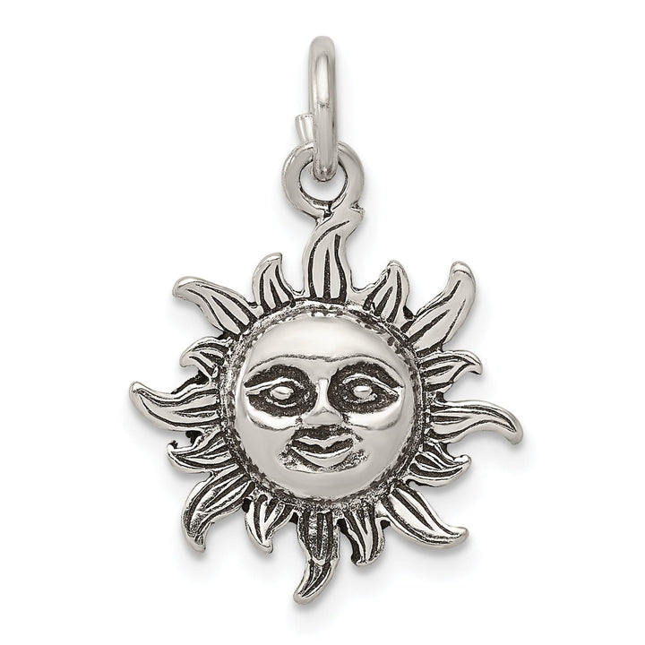 Solid Sterling Silver Antiqued Sun Charm