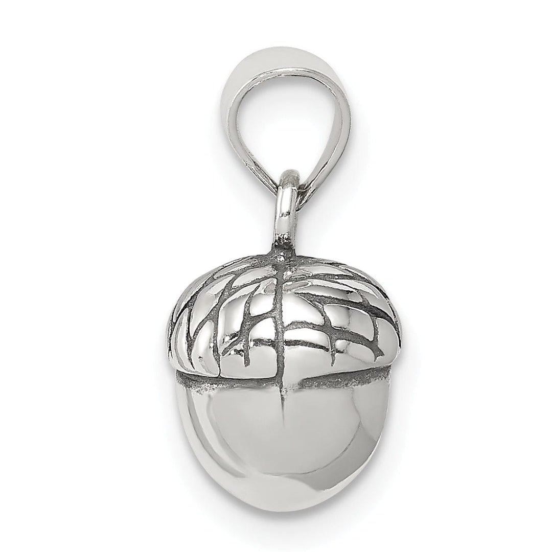 Sterling Silver Polish Antiqued 3-D Acorn Charm