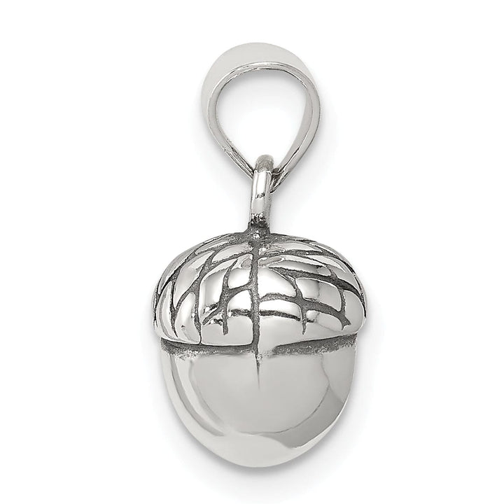 Sterling Silver Polish Antiqued 3-D Acorn Charm