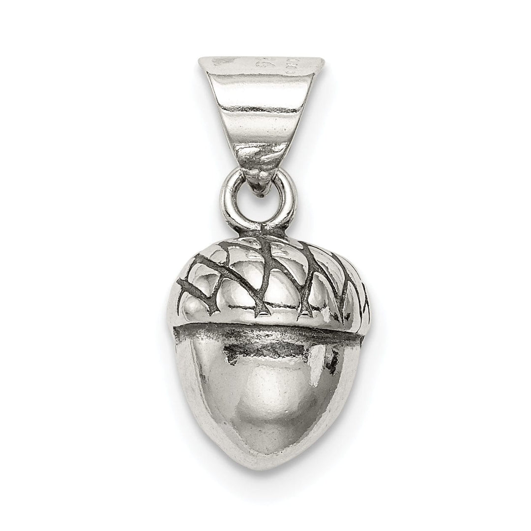 Sterling Silver Polish Antiqued 3-D Acorn Charm