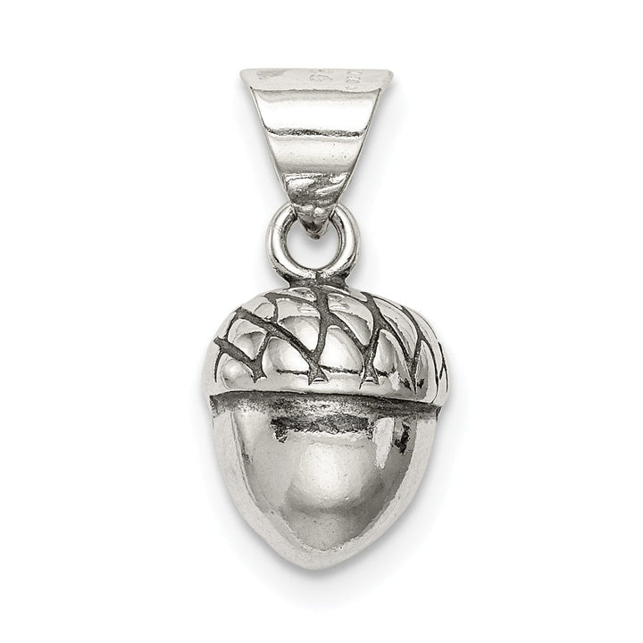 Sterling Silver Polish Antiqued 3-D Acorn Charm