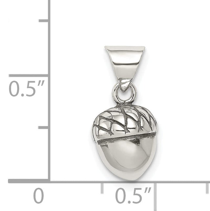 Sterling Silver Polish Antiqued 3-D Acorn Charm