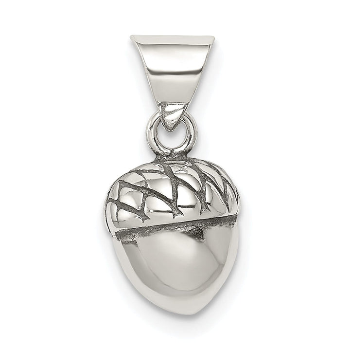Sterling Silver Polish Antiqued 3-D Acorn Charm