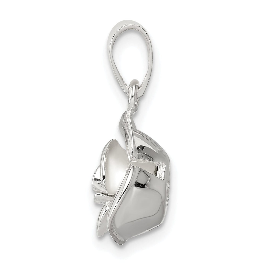 Sterling Polished Finish Rose Charm Pendant