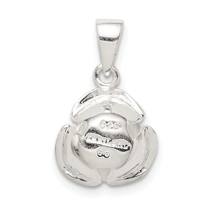 Sterling Polished Finish Rose Charm Pendant