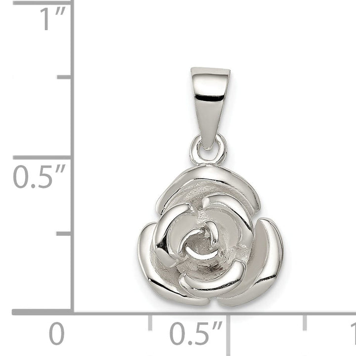 Sterling Polished Finish Rose Charm Pendant