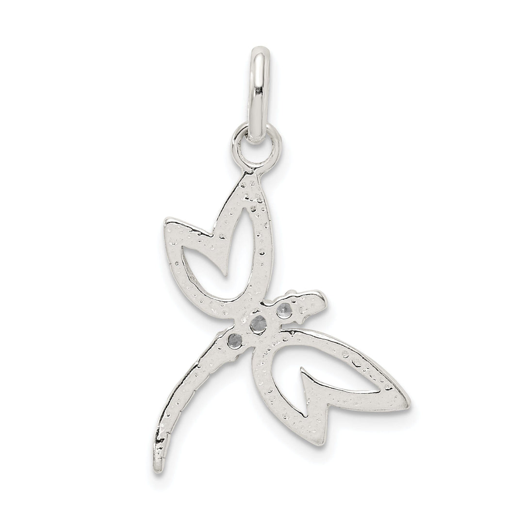 Silver With Cubic Zirconia Dragonfly Pendant