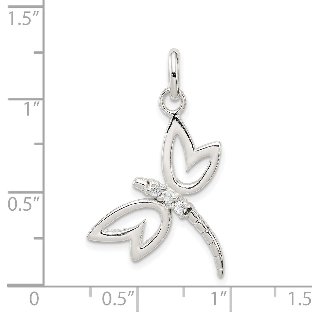 Silver With Cubic Zirconia Dragonfly Pendant