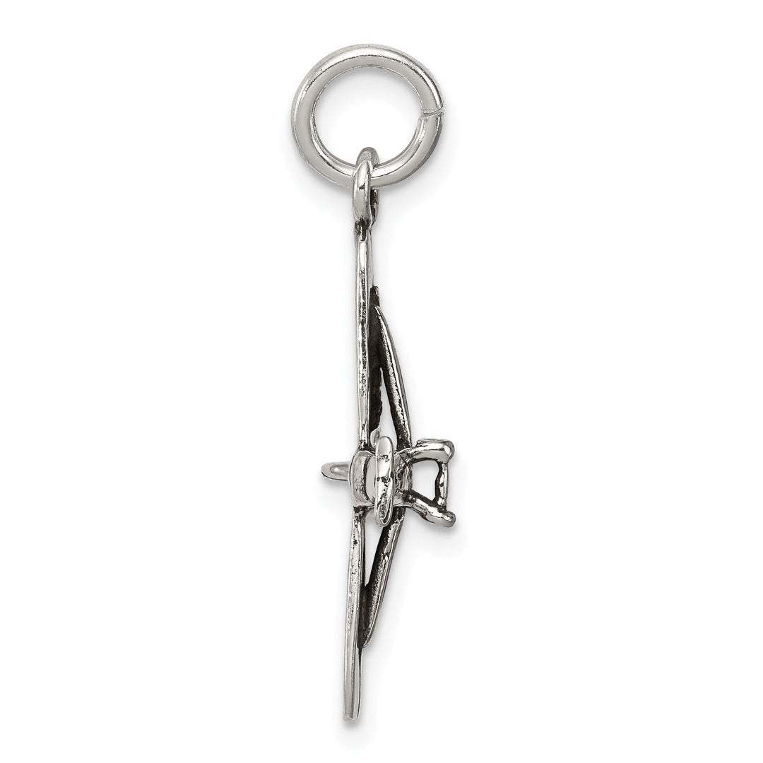 Sterling Silver Antiqued 3-D Airplane Charm