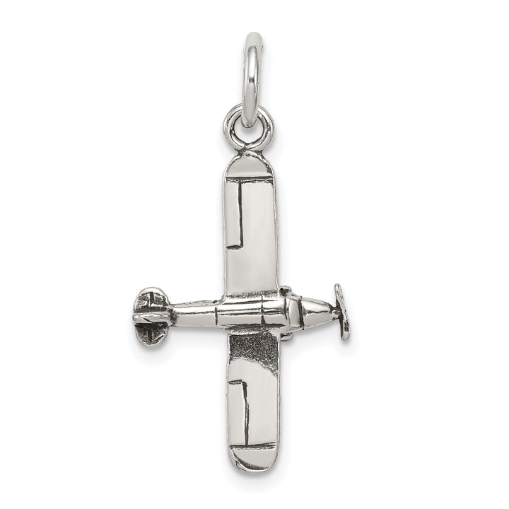 Sterling Silver Antiqued 3-D Airplane Charm