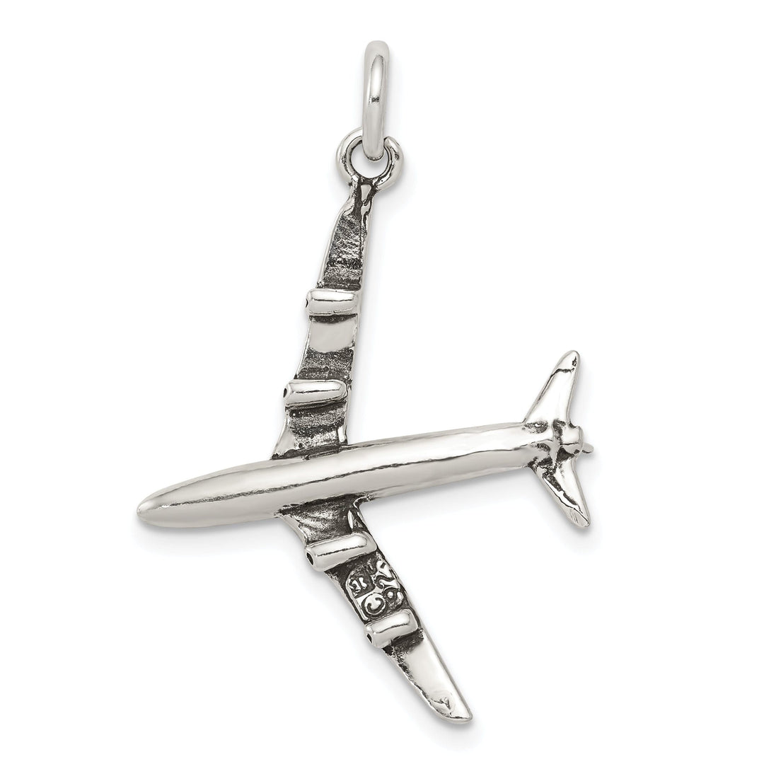 Sterling Silver Antiqued 3-D Airplane Charm