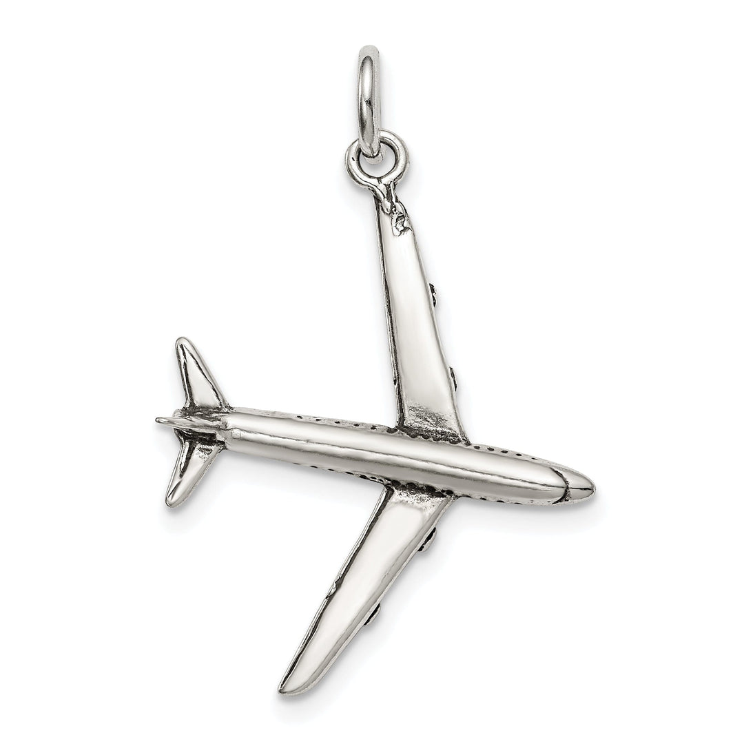 Sterling Silver Antiqued 3-D Airplane Charm