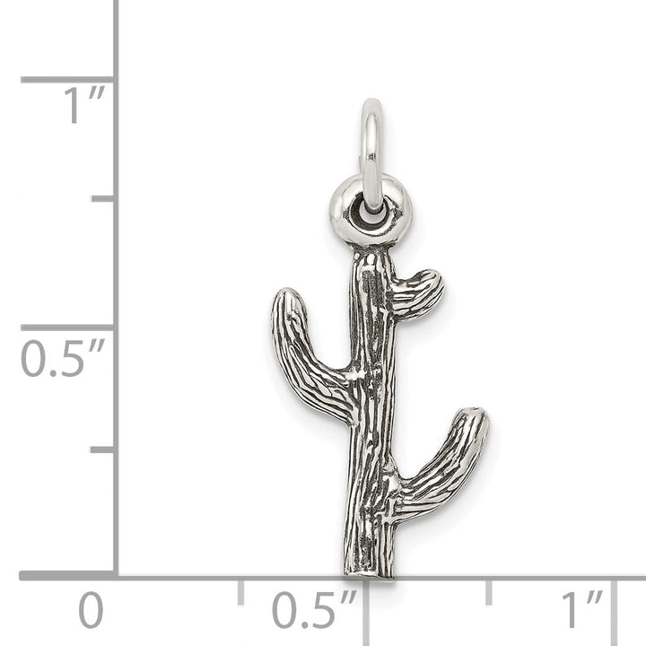 Solid Sterling Silver Antiqued 3-D Cactus Charm