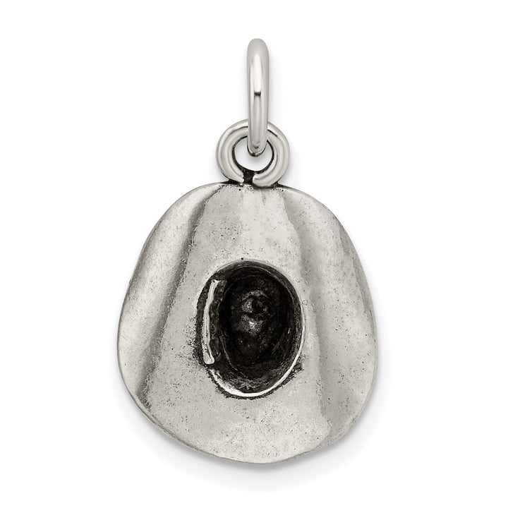 Solid Silver Antiqued 3-D Cowboy Hat Charm