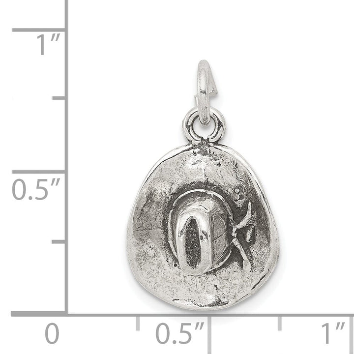 Solid Silver Antiqued 3-D Cowboy Hat Charm