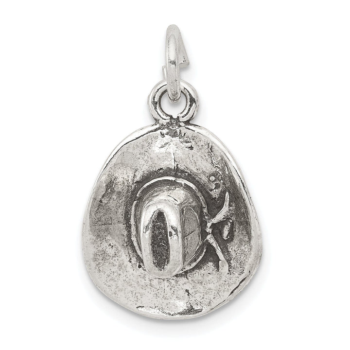 Solid Silver Antiqued 3-D Cowboy Hat Charm