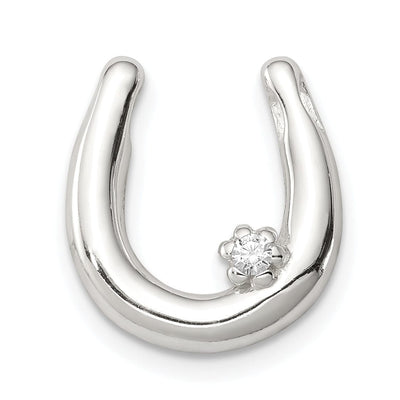 Silver Polished Chain Slide C.Z Horseshoe Charm at $ 18.86 only from Jewelryshopping.com