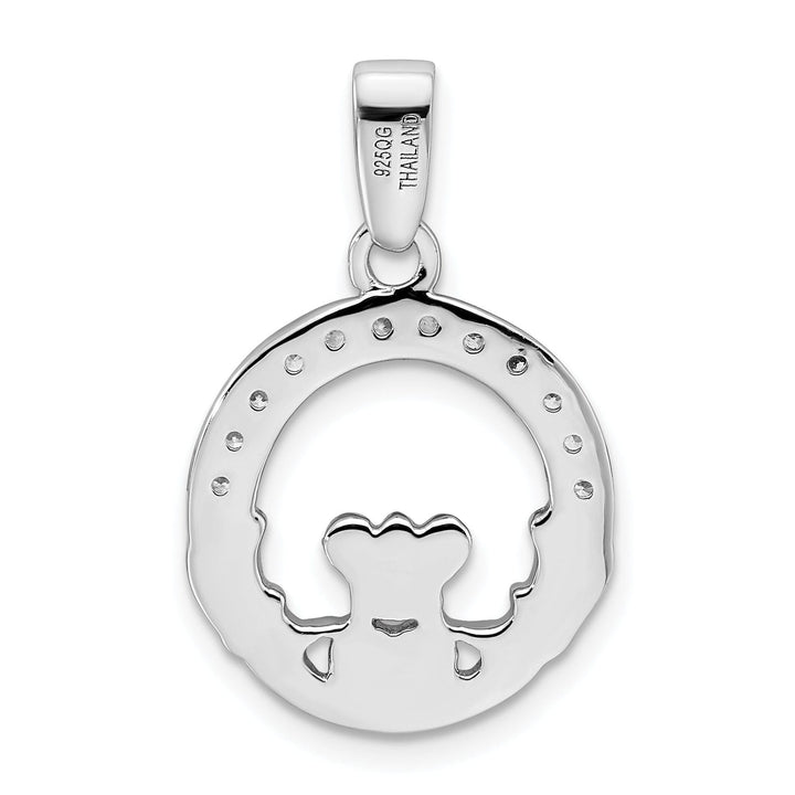 Silver Polished Finish C.Z Claddagh Charm