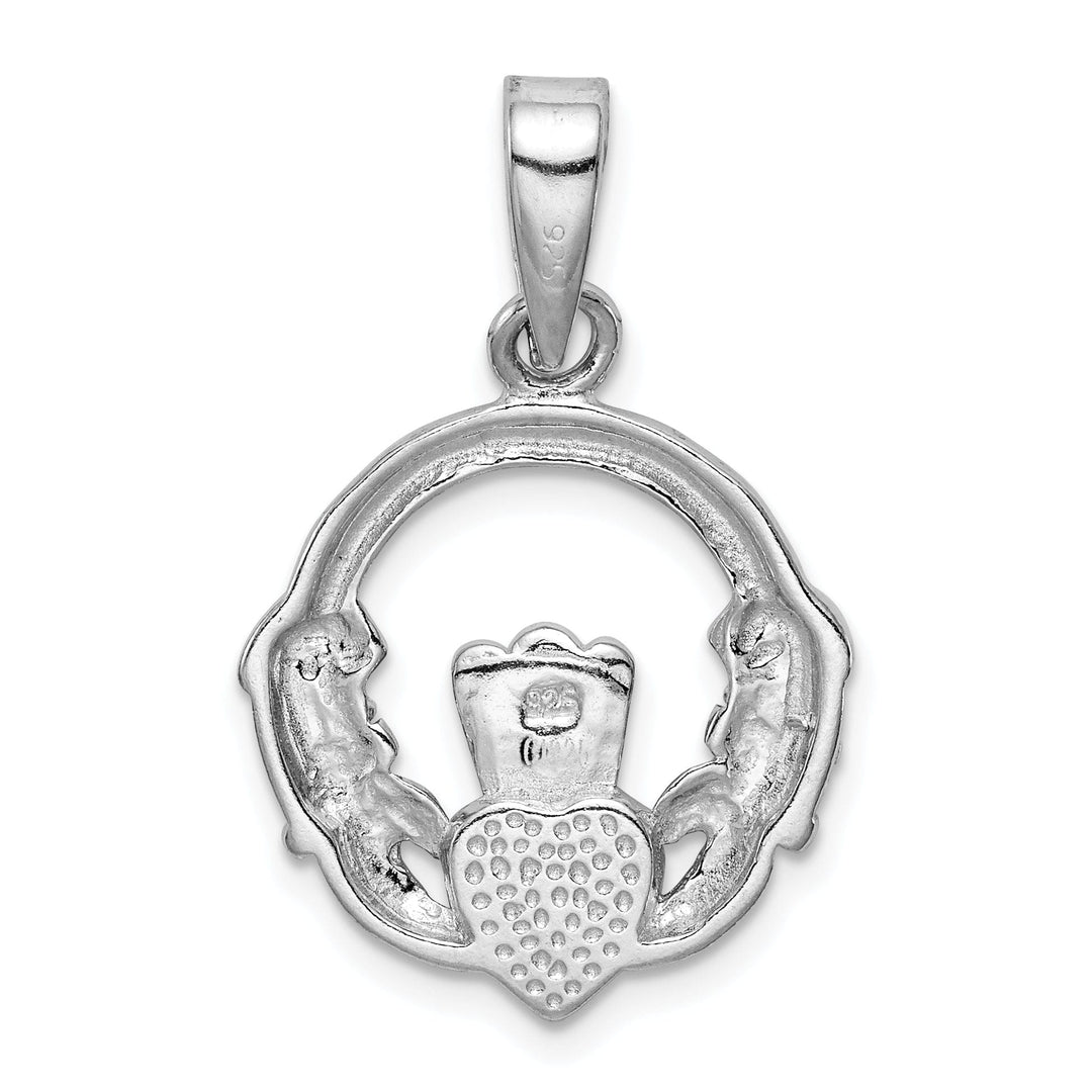 Silver Blue Inlay Opal Irish Claddagh Charm