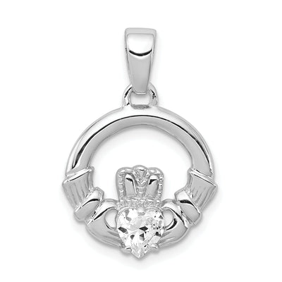Silver Polished Finish C.Z Claddagh Charm at $ 23 only from Jewelryshopping.com
