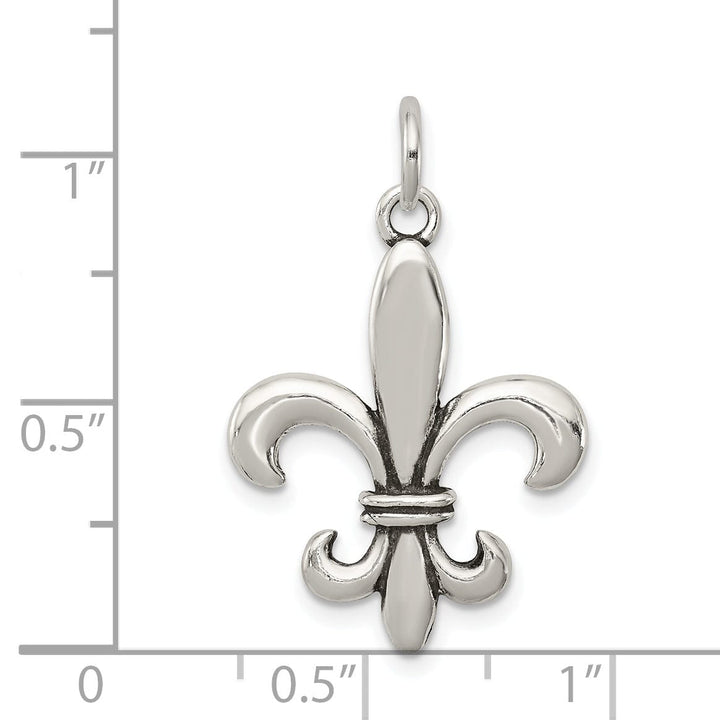 Sterling Silver Antiqued Fleur De Lis Charm