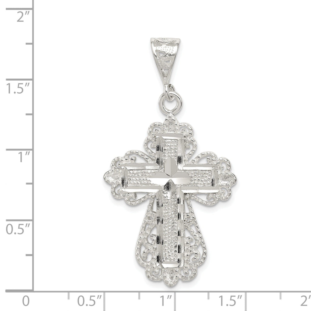 Sterling Silver Fleur de lis Cross Pendant