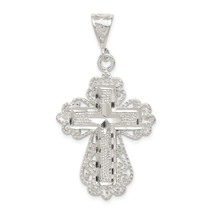 Sterling Silver Fleur de lis Cross Pendant