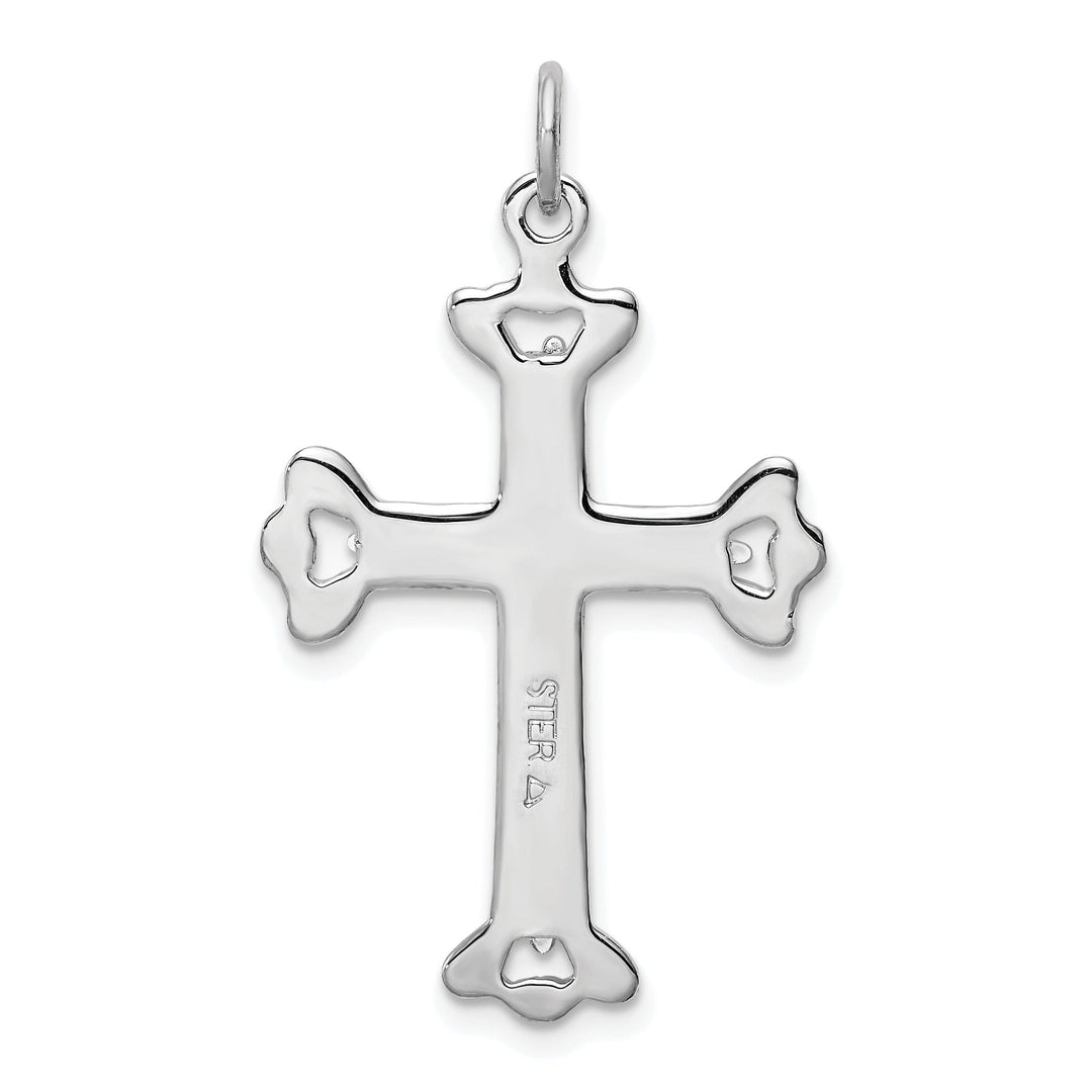 Sterling Silver Polished Budded Cross Pendant